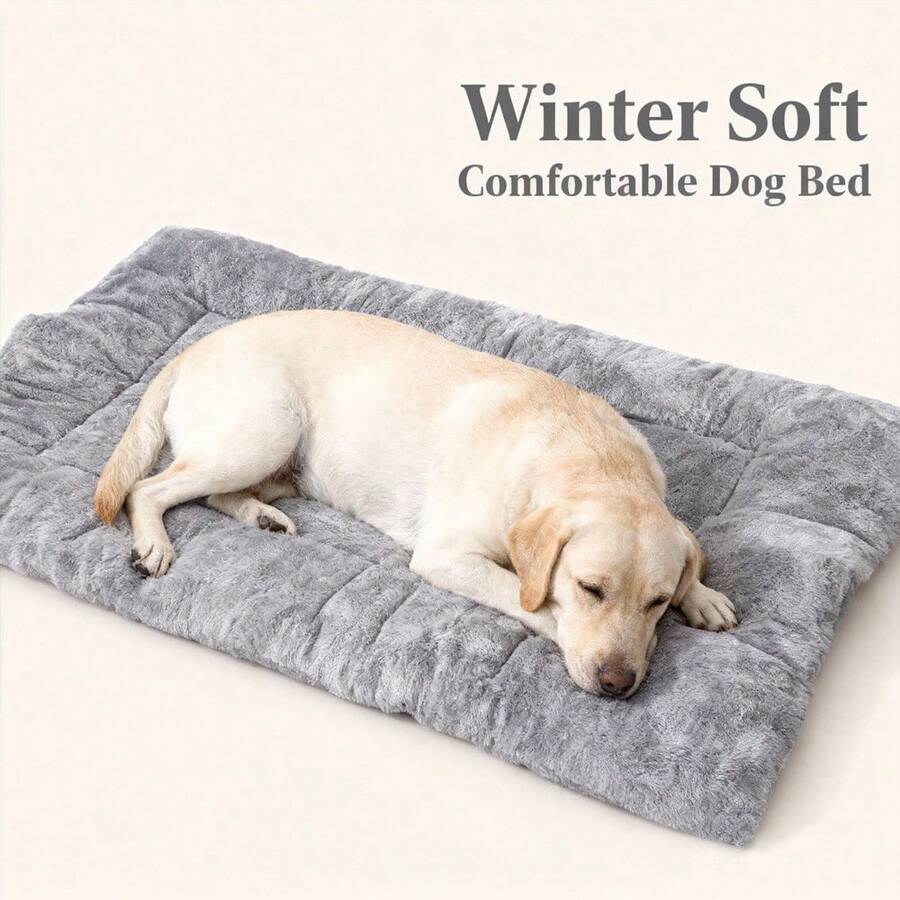 Extra-Large Plush Dog Sofa Bed- Thick & Super Soft Striped Pet Mat With High-Quality Polyester Fiber Fill, Durable Comfort For Small To Large Breeds, Durable & Cozy Pet Bed For Small To Large Breeds, Pet Comfort Mat, Pet Lovers, Stylish Pet Furniture - 灰色 - 查看 1