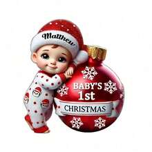 2D Flat Acrylic Baby Holding Ball Christmas Hanging Ornament New Mother New Father Christmas Gift - 圖案854-紅色 - 查看 5