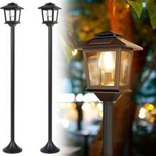Hoodink 63 Aluminum Lamp Post Light 2Pcs Warm White Powered Outdoor Decor Garden Pathway Yard Front Back Door - 63吋柱燈 - 查看 1