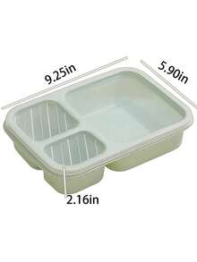 New Wheat Straw 3-Compartment Bento Lunch Box, Student/Office Worker Balanced Meal Container, Large Capacity Plastic Insulated Lunch Box - Multicolor - View 2