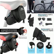 WOTOW Bolsa de Sillín de Bicicleta, Bolsa debajo del Asiento Bicicleta para Ciclismo con Correa, Almacenamiento de Herramienta, Bolsa de Accesorios Aire Libre MTB Bicicleta de Montaña Carretera(default) - Multicolor - Ver 1