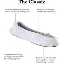 Isotoner Women's 2 Pack Mictroterry Ballerina Slipper With A Satin Bow - PeriwinkleQuiltedAshSolid - Xem 3