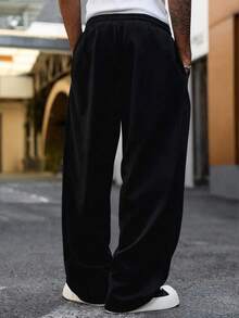 男士休閒運動長褲，新款直筒抽繩休閒褲，四季皆宜，秋冬送給丈夫/男友的最佳禮物選擇 - 黑色 - 查看 3