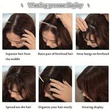 360°夹式空气刘海接发，适合有鬓角的女性，3个牢固夹子，全刘海 - Dark Brown - 查看 9