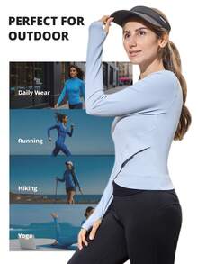 Áo bơi dài tay chống nắng, nhanh khô dành cho nữ, màu xanh dương. - Màu xanh nhạt - Xem 5