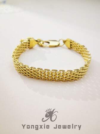 1P-Stainless Steel Strap Bracelet Plated With 18K Gold - Birthday Gift Gold Jewelry