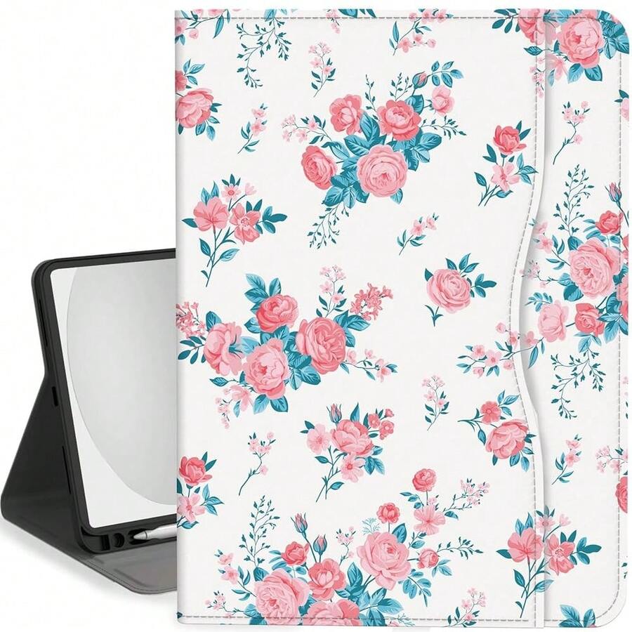 Case For IPad (A16) 11th Generation 11 Inch 2025, IPad 10th Generation Case 10.9 Inch 2022 Kickstand Auto Sleep Cover With Pencil Holder & Pocket, Pink Peony,PinkPeony - Peony Merah Muda - View 1