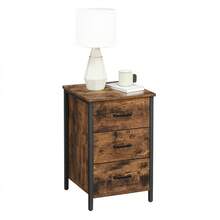 Bedside Table With 3 Drawers, Nightstand, Side Table, For Bedroom, Living Room, 40 X 40 X 60 Cm, Industrial Style, Rustic Brown And Black - Brown - View 10