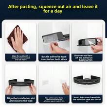 3PCS Strong Adhesive No Drill Shower Shelf Storage Upgraded Waterproof Bathroom Organizer Shampoo & Towel Holder Wall Mount - 黑色 - 查看 9