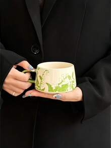 1 Juego de tazas de café de cerámica con diseño pintado a mano de carillón de viento, tazas de café románticas francesas, tazas para bebidas como leche, jugo y té de la tarde, adecuadas como recuerdos para la sala de estar, comedor, cafetería y pastelería