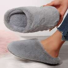 Womens Slippers Cotton Fuzzy Slippers Warm Fuzzy Fluffy Bedroom Slippers Soft Plush Memory Foam Slippers Ladies House Shoes Fall Winter Shoes Indoor House - 灰色 - 查看 3