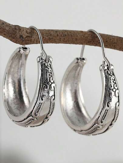 Bohemian Earrings, Silver-Tone Women's Earrings, Handmade Earrings, Gift For Her, Textured Silver Earrings