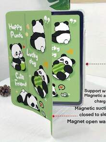 Happy Hugging Gourd Panda-Star Puzzle Trifold Flip Faux Leather Case Tablet Protective Case For IPad Mini 4/5/6 For IPad Pro 2024 13 Inch/202/2021/2022 Full Screen/For IPad Air2024/Air7 2025/For IPad 10/11 2022/2023/2025/For IPad 2017/2018/Air1/Air2/For IPad 2019/2020/2021/For IPad Pro/For IPad Air3/For IPad Pro 2020/2021/2022/For IPad Pro 2024 11 Inch Transparent Bottom Case TPU PU Material With Pen Slot Can Stand - Bà già Gray - Xem 5