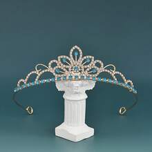 1PC New Crown Elegant Rhinestone Princess Crown Queen Birthday Party Headpiece Women Bride Wedding Hair Accessory Jewelry Headpiece - HG349-金紅 - 查看 9