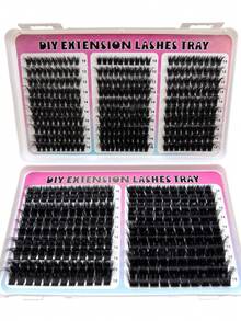 510pcs/Set 200D/160D/120D/100D/80D High Capacity Mink Lashes, Wispy Fluffy Lashes 0.07mm D Curl 10-18mm Mixed Length, Natural Soft Lashes Extension Makeup, Suitable For Daily Makeup, Wedding, Date, Party, Music Festival, Halloween, Christmas - D - 查看 3