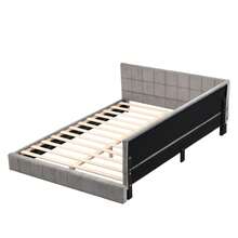 Upholstered Sofa Bed 140*200 Multifunctional Bed With Slatted Base Made Of Gray Velvet Fabric That Does Not Irritate The Skin - Gray + Upholstered + 140cm*200cm - View 9