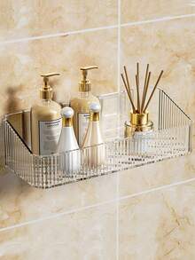 Prateleira de Banheiro Montada na Parede Sem Furos; Estante de Armazenamento para Banheiro, Chuveiro, Lavabo e Pia