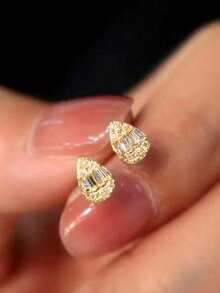 一对时尚立方氧化锆耳钉，女士婚礼订婚周年纪念派对珠宝情人节礼物 - 1# - 查看 14