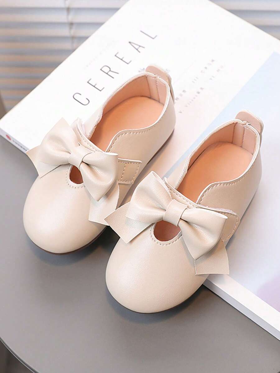 1双女婴时尚平底鞋，带大蝴蝶结，舒适休闲韩版平底鞋