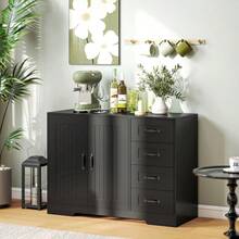 HOMCOM Sideboard, Chest Of Drawers, Modern Style, 4 Drawers, 1 Cupboard, 105 X 40 X 76 Cm, Black - Black - View 2