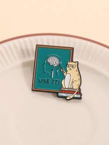 1PC Funny Quote Use It Enamel Pin Cute Animal Cat And Brain Cat Lover Brooch Lapel Backpack Badge Fashion Jewelry Gift For Friends - Multicolor - View 8