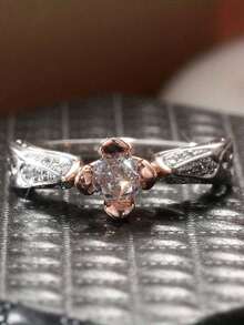 [Daily Wear Ring] Elegant Flower Ring With Cubic Zirconia - Vintage Bohemian Style, Silver-Plated Copper, Daily Wear And-Giving - Bạc - Xem 4