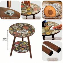 Mandala Round End Table - 紅色 - 查看 10