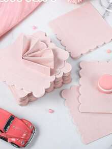 25/100pcs 2-Ply 5"X5" Disposable Embossed Lace Edge Napkins, Premium Dessert Napkins Suitable For Party, Wedding, Dinner, Birthday, Anniversary, Holiday - Pink - View 5