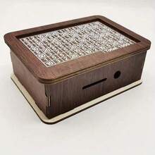 1 szt. Skarbonka z blatem, ciemnobrązowe drewniane pudełko na pieniądze, dekoracja blatu, słoik na oszczędności, prezent świąteczny dla rodziny - Wielokolorowe - Zobacz 4