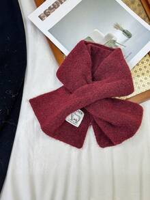 1 件儿童柔软保暖针织围巾，百搭厚款交叉围脖，适合男孩和女孩，秋冬 - 1pc - 查看 9