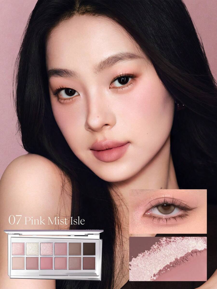 JOOCYEE 12 Shades Eyeshadow Palette, All-In-One Eyeshadow, Highlighter And Contour Palette, Matte Earth Tone Colors, Suitable For Natural Everyday Makeup To Dramatic Looks, Versatile - 07 粉霧嶼 - 查看 1