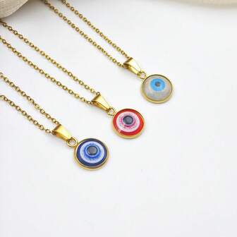 1ชิ้น สร้อยคอตาปีศาจสแตนเลสสตีล, ไม่ซีดจาง, สร้อยคอโชคเกอร์จี้ตา สแตนเลส สไตล์ยุโรปและอเมริกาที่ไม่เหมือนใคร, ลดความอ้วน