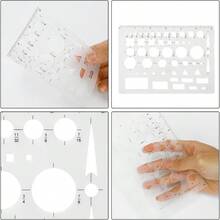 6pcs Circle Templates Drafting Flexible Circle Stencils With Geometric Shapes 6 Sizes Plastic Measuring Rulers Drawing Office, School, Architecture And Building Formwork - Initial - View 5