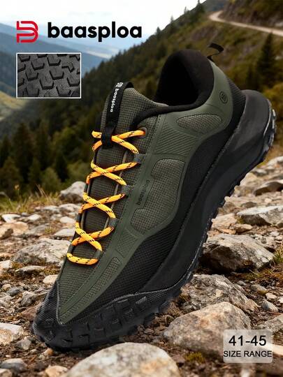 baasploa Men's Hiking Shoes, Casual Lightweight Lace-Up Walking Shoes, Men's Outdoor Wear-Resistant Non-Slip Sports Shoes, Men's Climbing Shoes