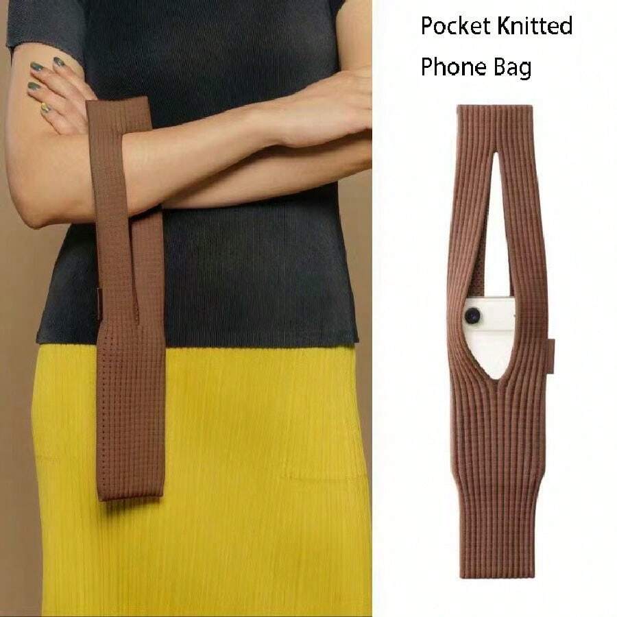 2025 Funda de punto 3D para teléfono, funda protectora suave, bolsillo para teléfono, nuevo estilo de accesorio de bolso de mano, ornamento de bolso, esencial para viajes - Multicolor - Ver 1