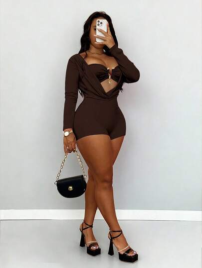 Women's Jumpsuit, Slim Fit, Comfortable, Fashionable For Daily, Outdoor, Street, Commute, Shopping, Party, Independence Day, Back To School, Graduation, Sexy Drape Design