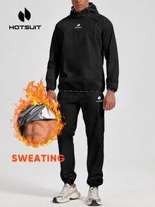 HOTSUIT 男士桑拿服套装，包含运动上衣和运动裤，是健身房锻炼的理想之选；男士运动夹克和运动裤，也是情人节礼物。 - 黑色 - 查看 2