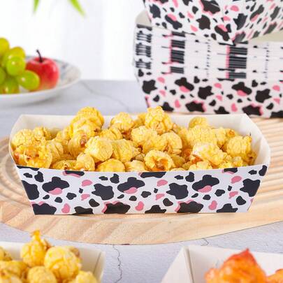 10/24pcs Pink Cow Disposable Food Boxes, Fries Boxes, Popcorn Boxes, Snack Boxes, Birthday And Family Gathering Party Decorations, Suitable For Bakeries, Burger Restaurants, Movie Theaters