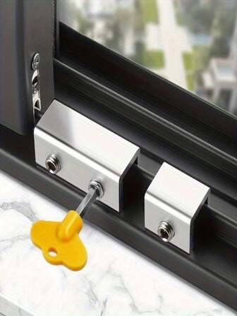 铝合金窗锁限位器，金属门窗夹，免钻不锈钢防盗链