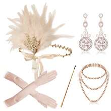 20 世纪 20 年代女士派对配饰套装，轻佻女郎服装配饰咆哮的 20 年代女士配饰轻佻女郎头饰 - 彩色 - 查看 63