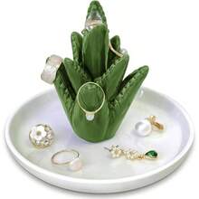 Conch Shape Jewelry Dish Ceramic Holder Ring Trinket Tray, Ocean - Themed Decorative Trinket Dish, Suitable Mother Friend Sister, Gifts Women, Home Decor Trinket DishSea Blue - 蘆薈 - 查看 2