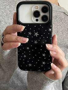 秋冬牛仔星空手机壳，兼容 17 Pro Max、Apple 14、17 Pro、新款 15 Pro、16 Pro Max、16，柔软保护套，防摔 - 黑色 - 查看 2