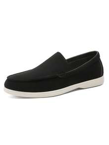 Men's Loafers Classic Fashion Sneakers Casual Shoes For Men Wedding Shoes Business Flats Soft Suede Slip On Dress Shoes - 黑色 - 查看 6