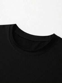 Camiseta para Hombre, Camiseta Gráfica Clásica, Camisetas Suaves y Cómodas para Hombres, Logo de Escritura, 180g, 100% Algodón - Negro - Ver 4