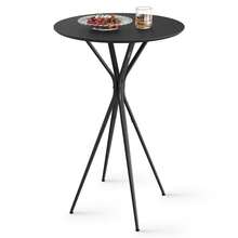 Bar Table, Round Cocktail Table, High Pub Table, 60 X 60 X 105 Cm, Metal Frame, Kitchen, Home Bar, Living Room, Modern Style, Ink Black And Matte Black - Black - View 8