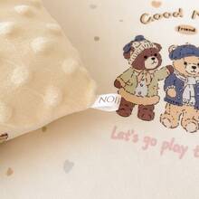 1pc Cartoon Print Knitted Fabric & Velvet Pom-Pom Comforter, Quilted Duvet, All Season Down Alternative Bedding, With Corner Ties, Warm & Soft Quilting Technique, Suitable For Bedroom, Guest Room