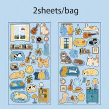 2张/包 可爱动物造型贴纸，适用于剪贴簿、笔记本、相框、笔记本电脑、水杯、杂志、铅笔盒、桌面、返校用品、剪贴簿用品、趣味贴纸、笔记本电脑贴纸、Kindle手机贴纸 - 彩色 - 查看 13