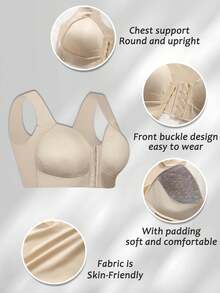 5pcs/Set Women's Front Snap Seamless Back Beauty Bra - Easy To Wear, One-Piece Design, Padded Wire-Free, Thin Skin-Friendly, No Restraint, Perfect For Daily Wear, Sleep & Lounge Lingerie - 混合色 - 查看 4