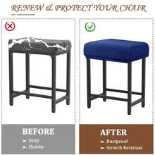 Levoberg Bar Stool Cover Rectangle Stretch Counter Height Barstool Slipcovers Rectangular Vanity Stool Cover Kitchen Counter Saddle Seat Cover For Wooden Metal Bench Set Of 4 Navy,4Pack,Navy - Navy - View 6