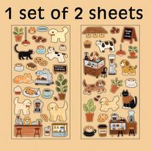 2 szt./opakowanie naklejek z kotami, urocze naklejki ze zwierzętami, naklejki do scrapbookingu DIY, odpowiednie do dzienników, rękodzieła, etui na telefony, notatników, dekoracji toreb - Wielokolorowe - Zobacz 13